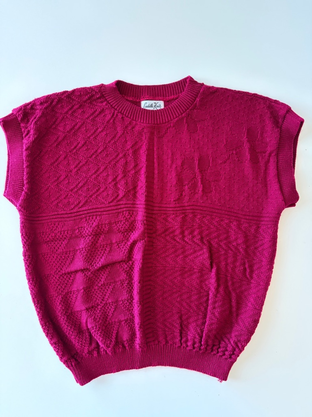 Vintage Knit Short-Sleeve Sweater, est. Size M